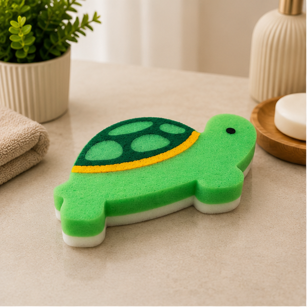 Bath Scrub Turtle Green – Soft Bath Sponge Scrubber (YM732)