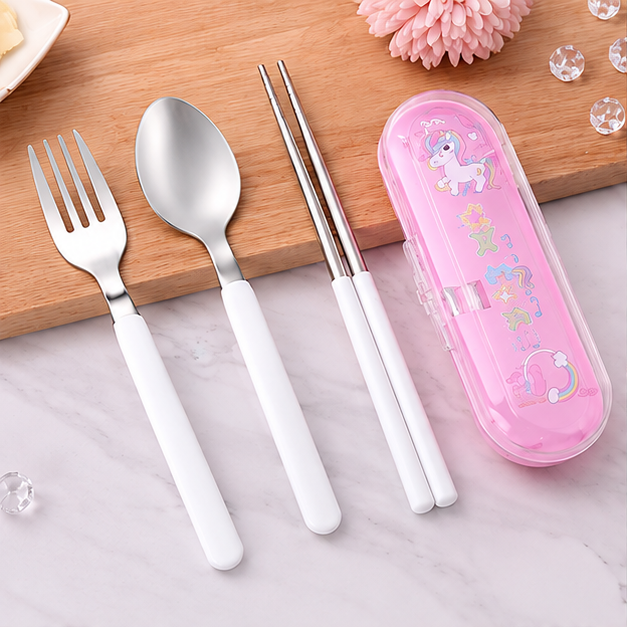Kids Cutlery Set with Case – Pink (YM2496)