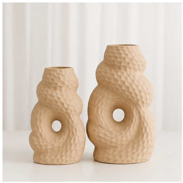 Light Brown Ceramic Flower Vase for Modern Home Décor (YM2353)