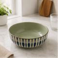 Printed Ceramic Serving Bowl with Blue Pattern Design (YM406)