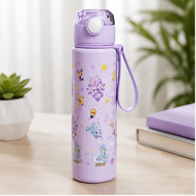 Purple Printed Plastic Water Bottle (YM633)