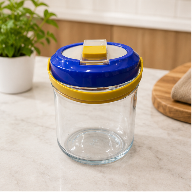 Blue Glass Jar 1000ML for Kitchen Storage and Organization (YM1380)