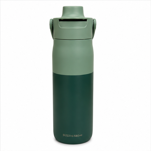 Vacuum Insulated Water Bottle Green 680ML (YM2619)