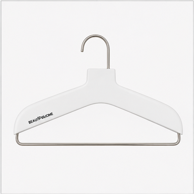 White Plastic Clothes Hanger with Metal Hook (YM413)