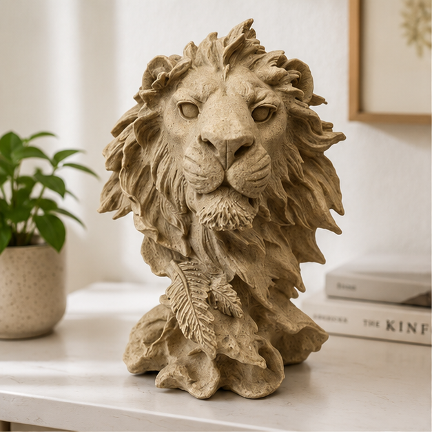 Majestic Lion Head Decorative Sculpture Beige (YM2308)