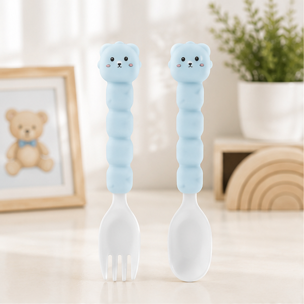 Baby Cutlery Set – Fork & Spoon Blue (YM2494)