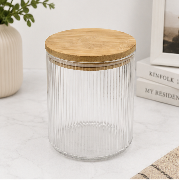 Glass Storage Jar with Bamboo Lid (YM2436)