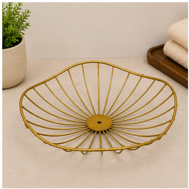 Elegant Gold Metal Fruit Basket for Kitchen & Dining Table (YM1014)