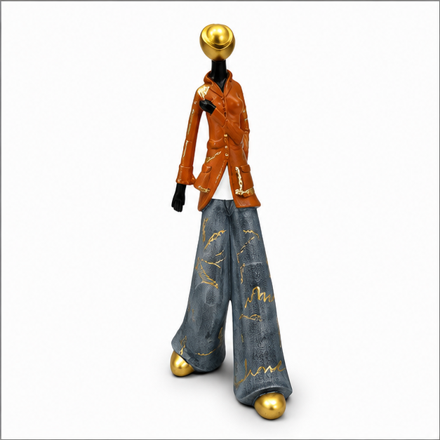 Elegant Orange Lady Figurine Décor (YM1157)