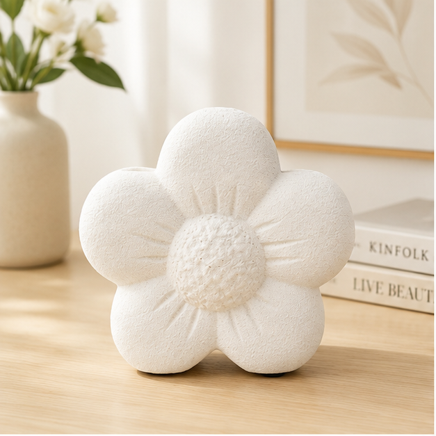 Flower Shaped Decorative Vase Off White (YM2368)