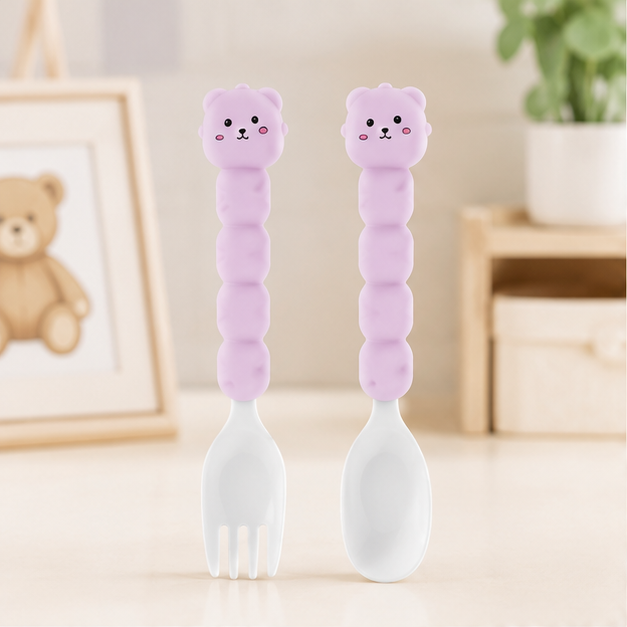 Baby Cutlery Set – Fork & Spoon Pink (YM2494)