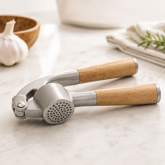 Garlic Press SS Wood Handle (YM1632)