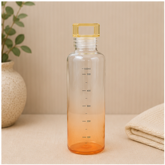 Orange Glass Water Bottle 550ML (YM2175)