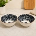 Ceramic Serving Bowl Set of 2 White Floral (YM1765)