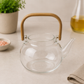 Glass Pot with Wooden Handle Transparent (YM1698)
