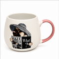 White Ceramic Coffee Mug with Fashion Lady Print (YM2831)
