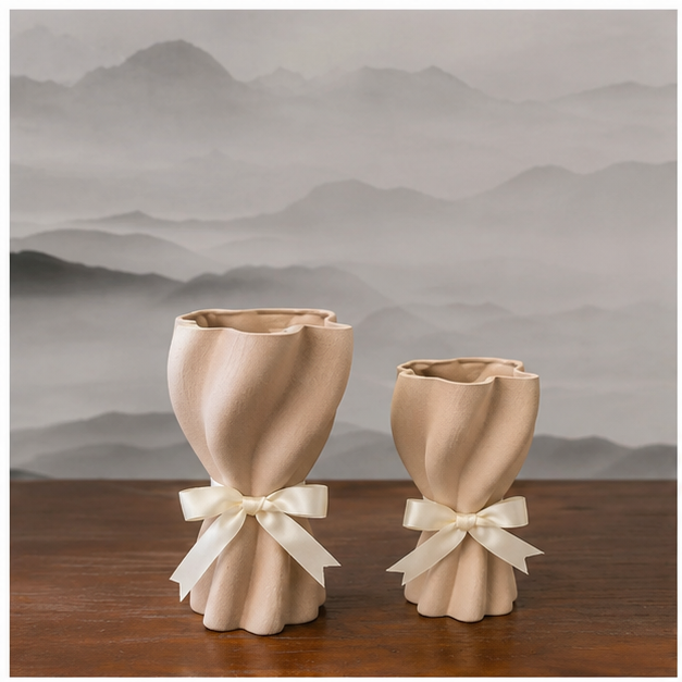 Beige Decorative Flower Vase for Modern Home Décor (YM2333)