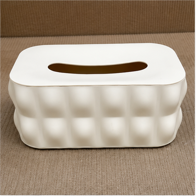Cream Textured Tissue Box Holder (YM2713)