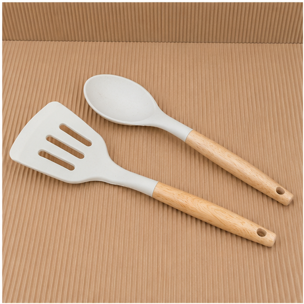 White Soup Ladle and Spatula Set of 2 (YM1479)