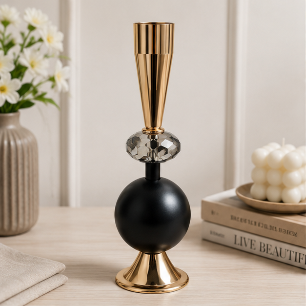 Modern Decorative Candle Holder Black & Gold (YM1132)