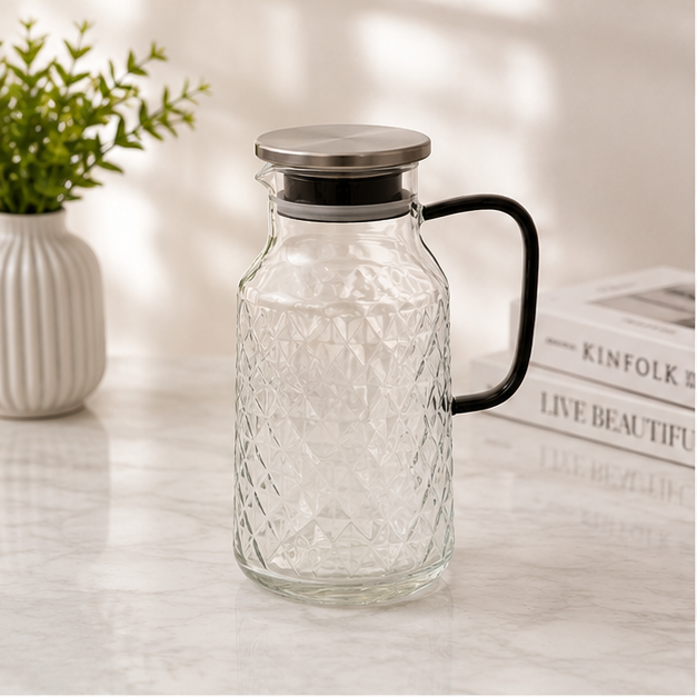 Transparent Glass Jug for Water and Beverage Serving (YM1564)