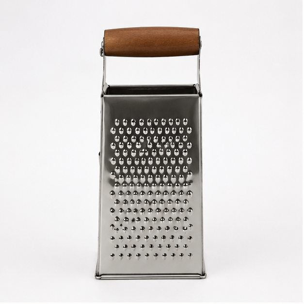 Stainless Steel Box Grater with Wooden Handle (YM197)
