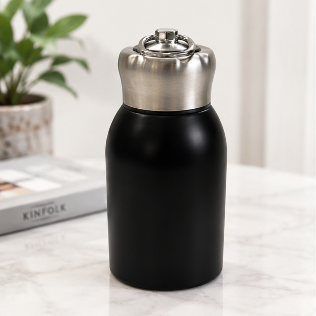 Vacuum Insulated Black Kids Water Bottle & Sipper (YM1055)