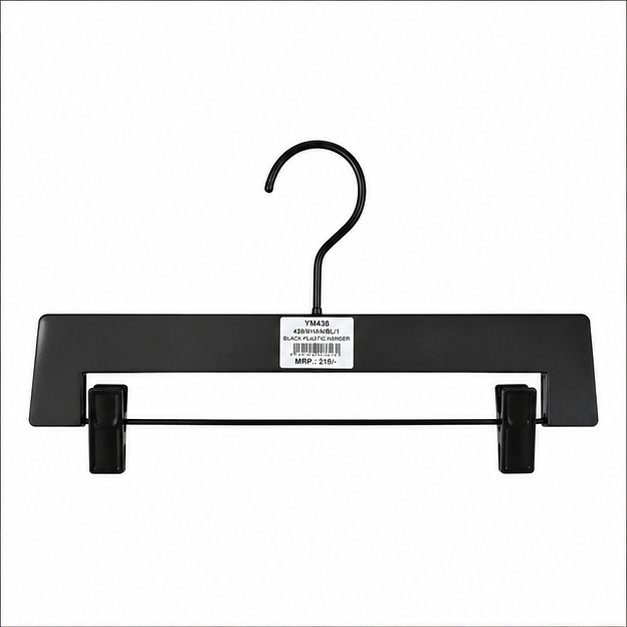 Black Plastic Straight Bar Clothes Hanger (YM438)