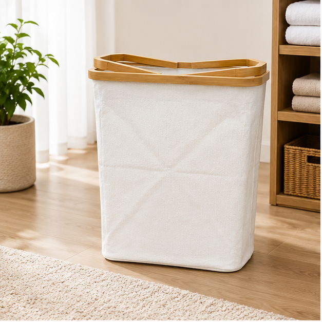Oxford Fabric Laundry Basket White (YM1876)