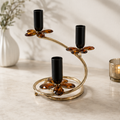 Gold Floral Swirl 3-Light Candle Holder (YM1118)