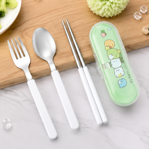 Kids Cutlery Set with Case – Green (YM2496)