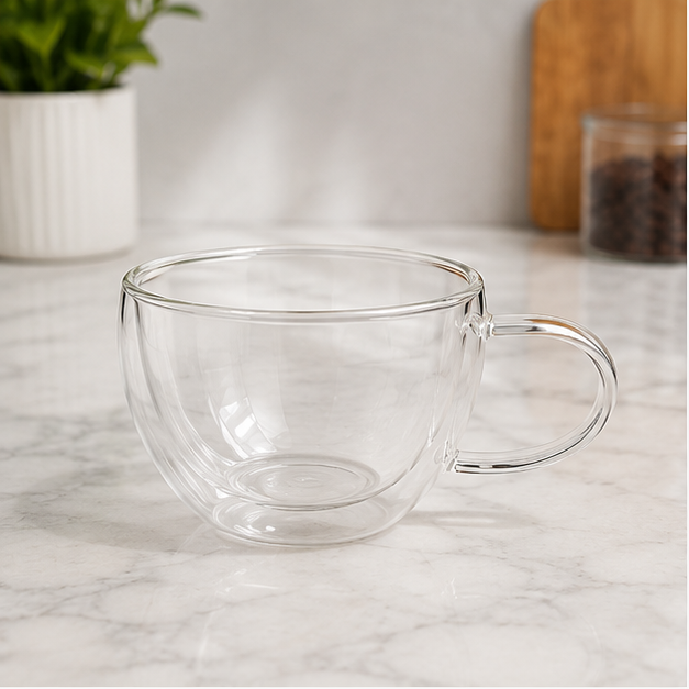 Double Wall Glass Coffee Cup Transparent (YM158)