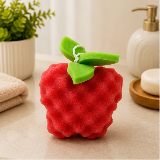 Bath Scrub Apple Red – Soft Bath Sponge Scrubber (YM730)