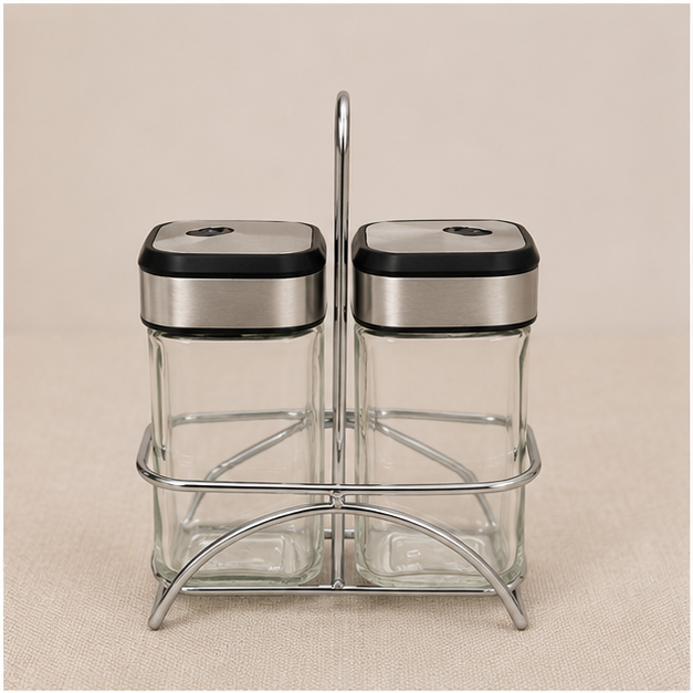 Glass Seasoning Jar Set with 2 Spice Containers (YM070)