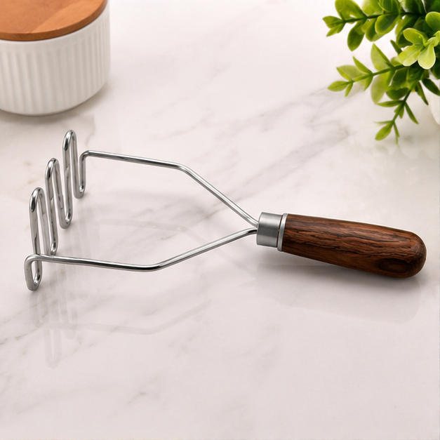 Brown Handle Kitchen Potato Masher Spatula (YM099)