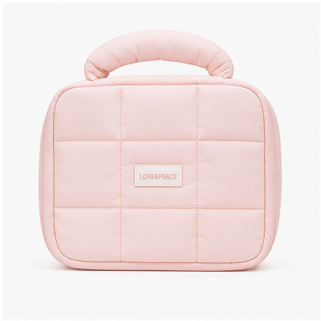 Pink Quilted Handheld Makeup Organizer Bag (YM1438)