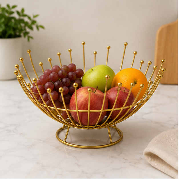 Decorative Metal Fruit Basket Gold (YM112)