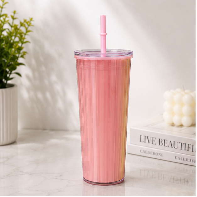 Plastic Water Tumbler with Straw for Daily Hydration & Travel (YM494)