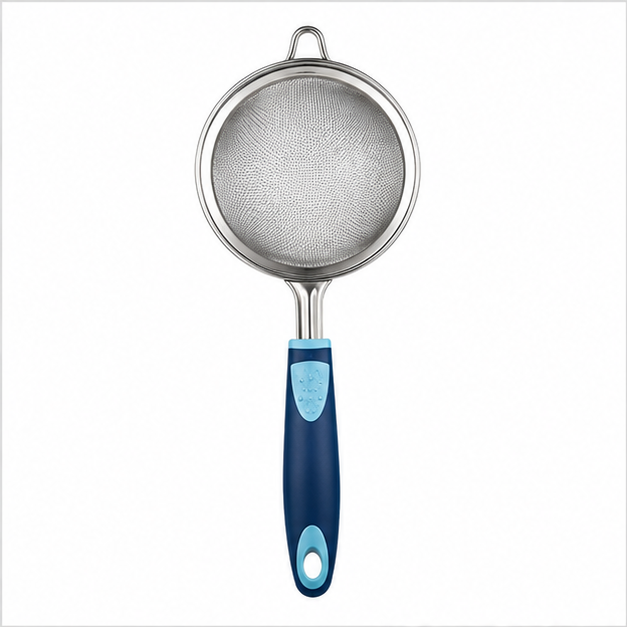 Stainless Steel Blue Handle Kitchen Strainer (YM092)