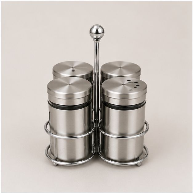 Stainless Steel Seasoning Set with 4 Spice Jars (YM069)