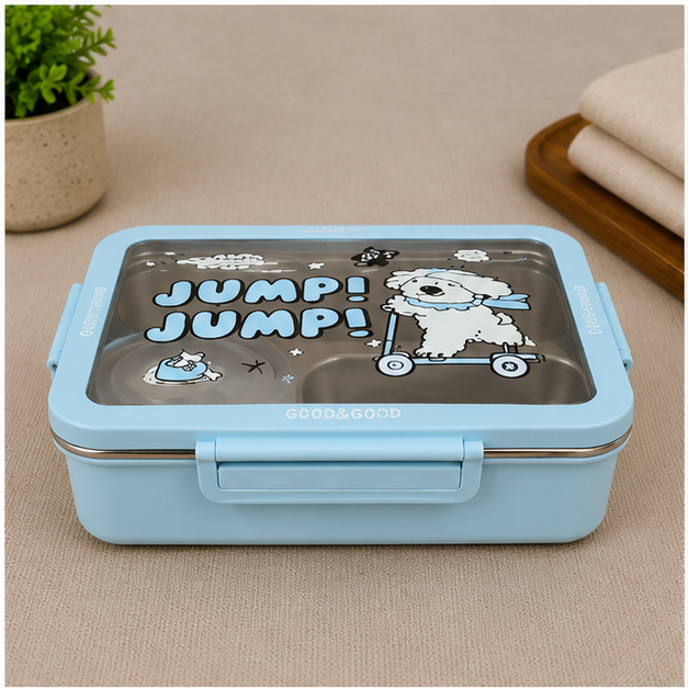 Blue Stainless Steel Kids Lunch Box with Cartoon Design (YM2506)