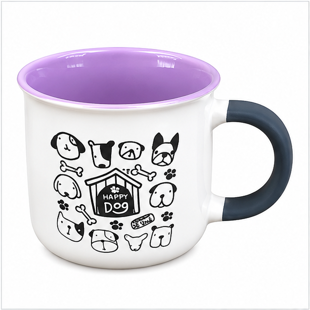 Cute Dog Print Ceramic Coffee Mug (YM2825)