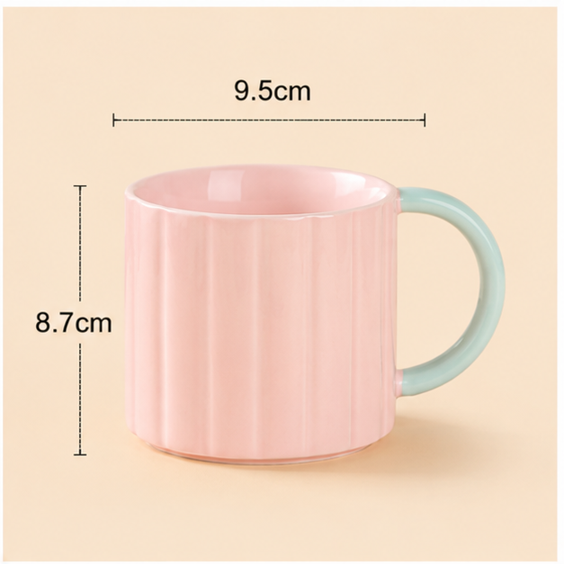 Pink Ceramic Coffee Mug with Contrast Handle (YM1724)