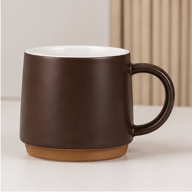 Brown Ceramic Beverage Mug with Handle (YM1736)
