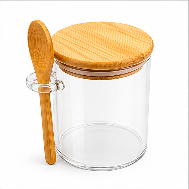Transparent Glass Storage Jar with Spoon (YM2429)