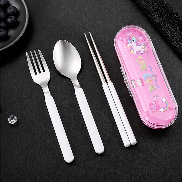 Kids Cutlery Set with Case – Pink (YM2496)