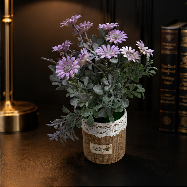 Artificial Lavender Daisy Plant in Decorative Pot (YM997)
