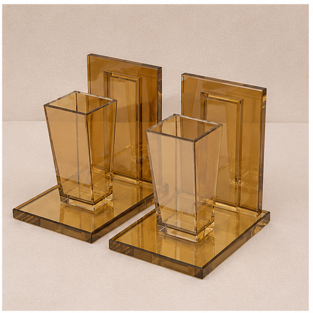 Amber Geometric Glass Bookends Set of 2 (YM2269)