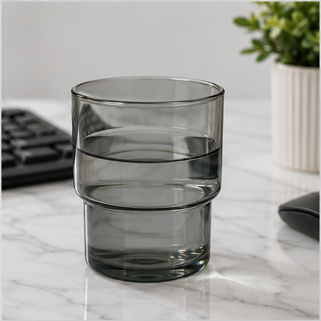 Grey Glass Drinking Tumbler for Everyday Use (YM616)