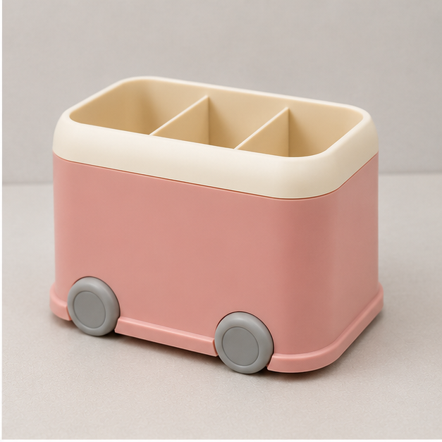 Pink Multi-Compartment Desk Pen Holder Organizer (YM801)